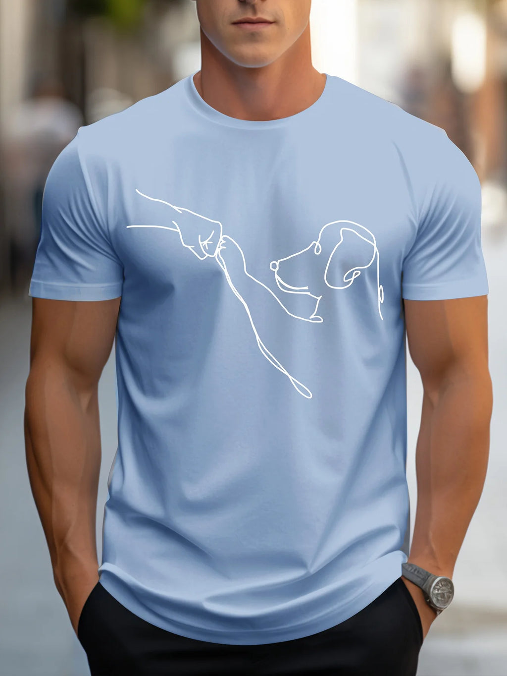 T-Shirt Homme 100% Coton – Imprimé Chien Drôle | Coupe Décontractée & Confortable