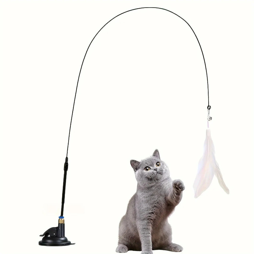 Canne à pêche interactive pour chat avec plumes et grelot