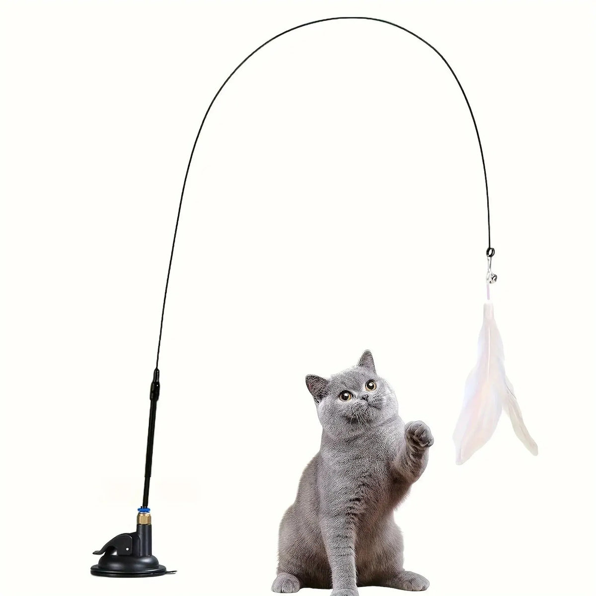 Canne à pêche interactive pour chat avec plumes et grelot