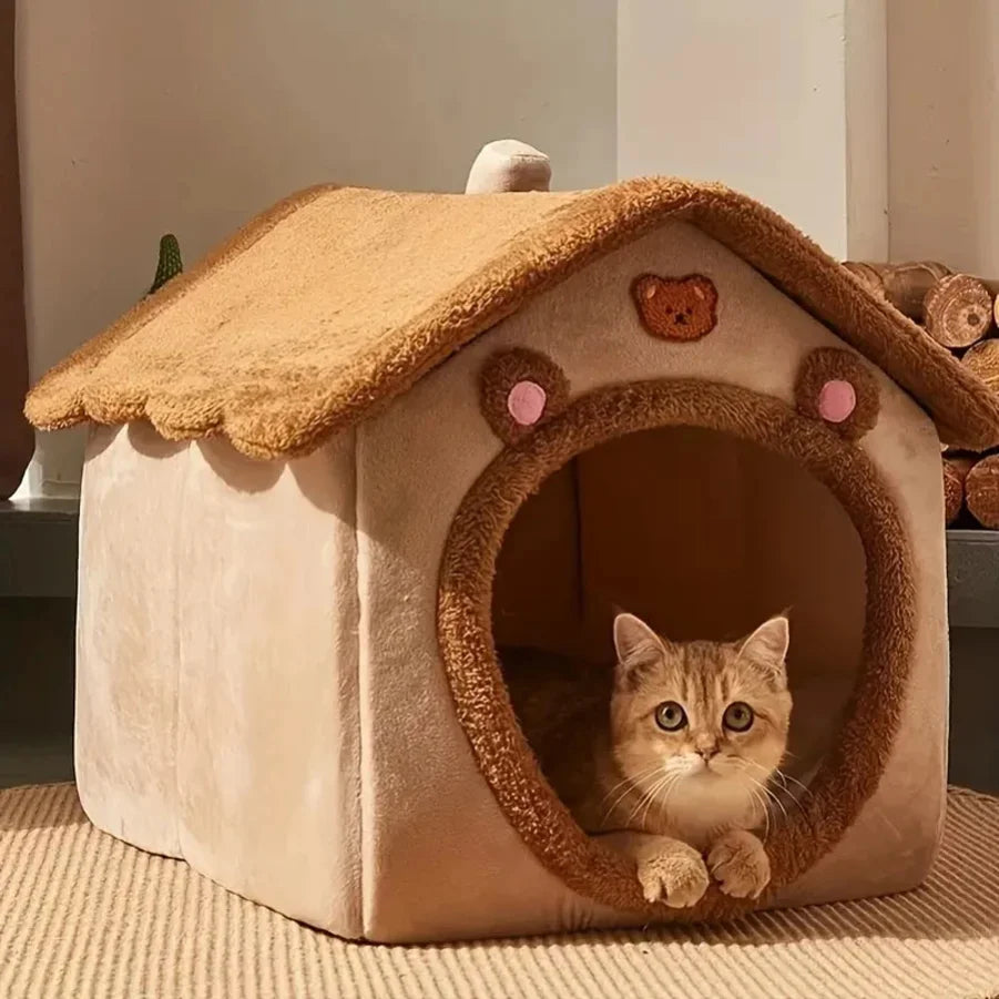 Maison lit pliable lavable pour chat et petit chien