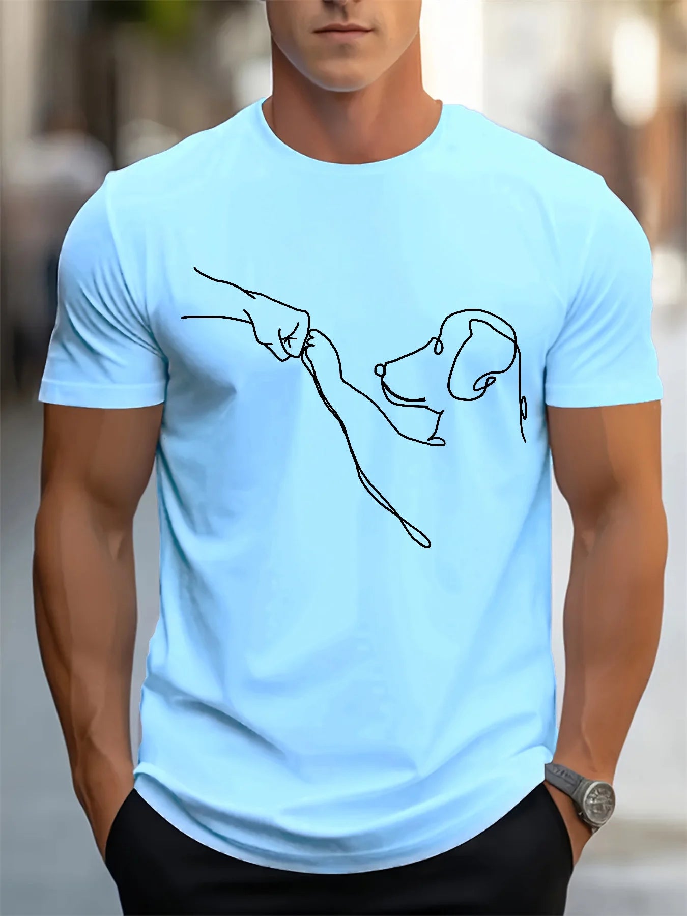 T-Shirt Homme 100% Coton – Imprimé Chien Drôle | Coupe Décontractée & Confortable