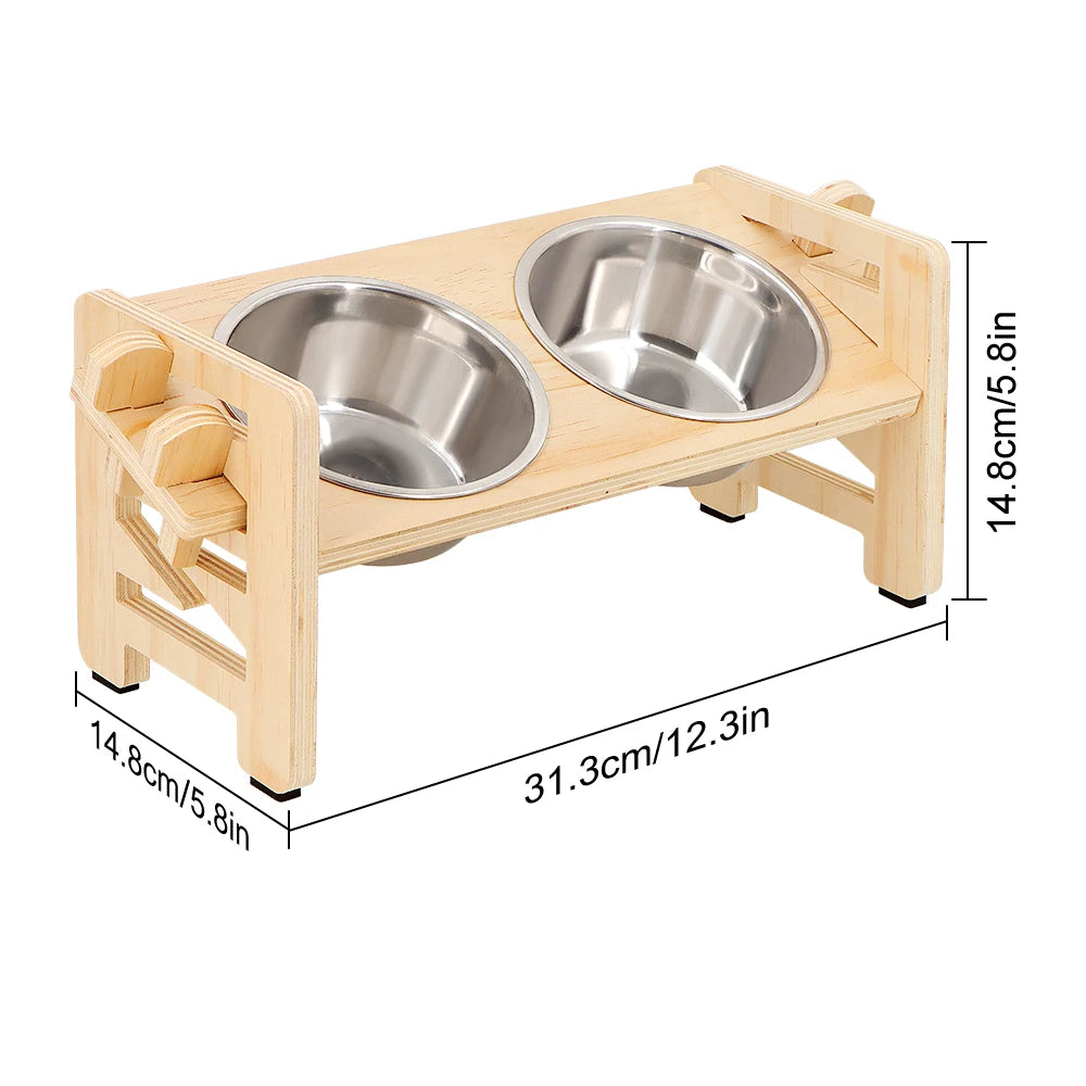 Gamelle Surélevée Réglable pour Petit Chien et Chat – 2 Bols Inox | Lento