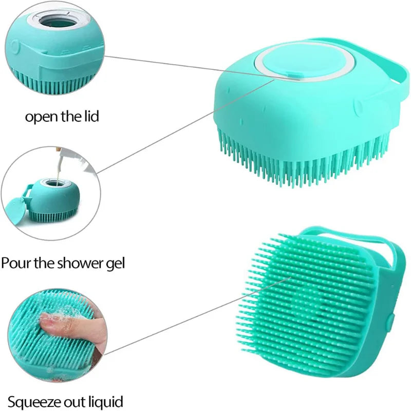 Brosse de bain coloris jaune pour chien