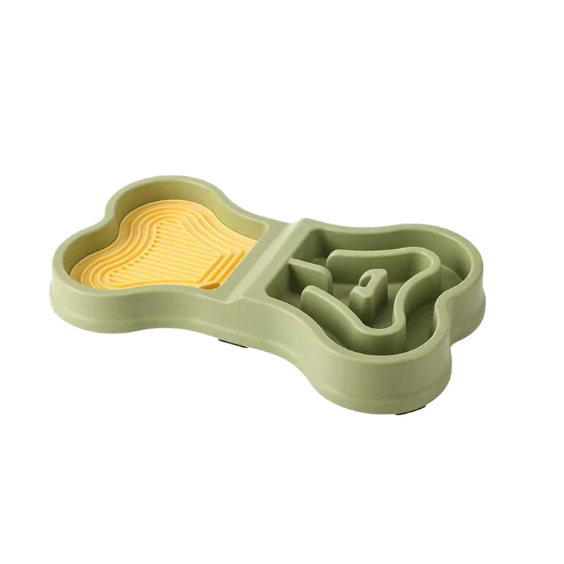 Bol Slow Feeder Double Compartiment en Forme d'Os – Antidérapant | Lento