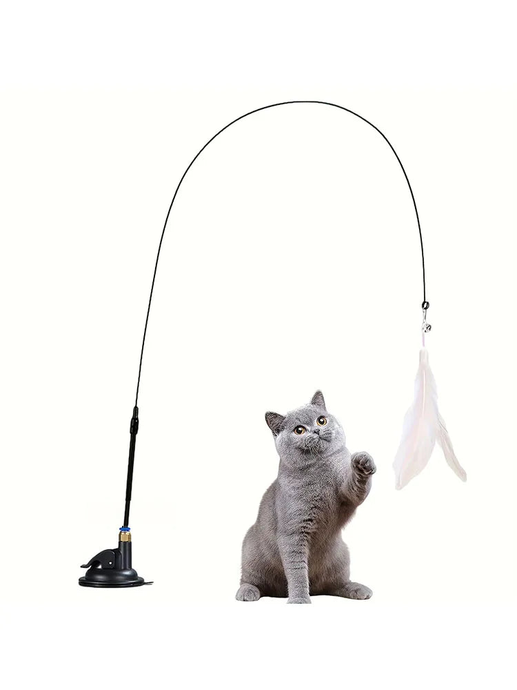 Canne à pêche pour chat coloris noir