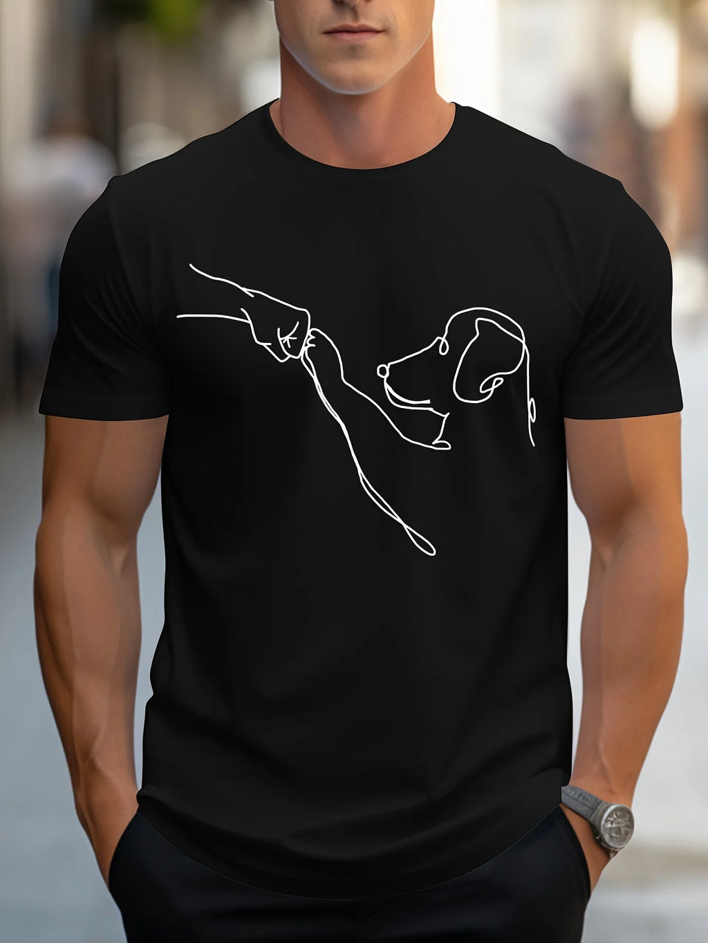 T-Shirt Homme 100% Coton – Imprimé Chien Drôle | Coupe Décontractée & Confortable