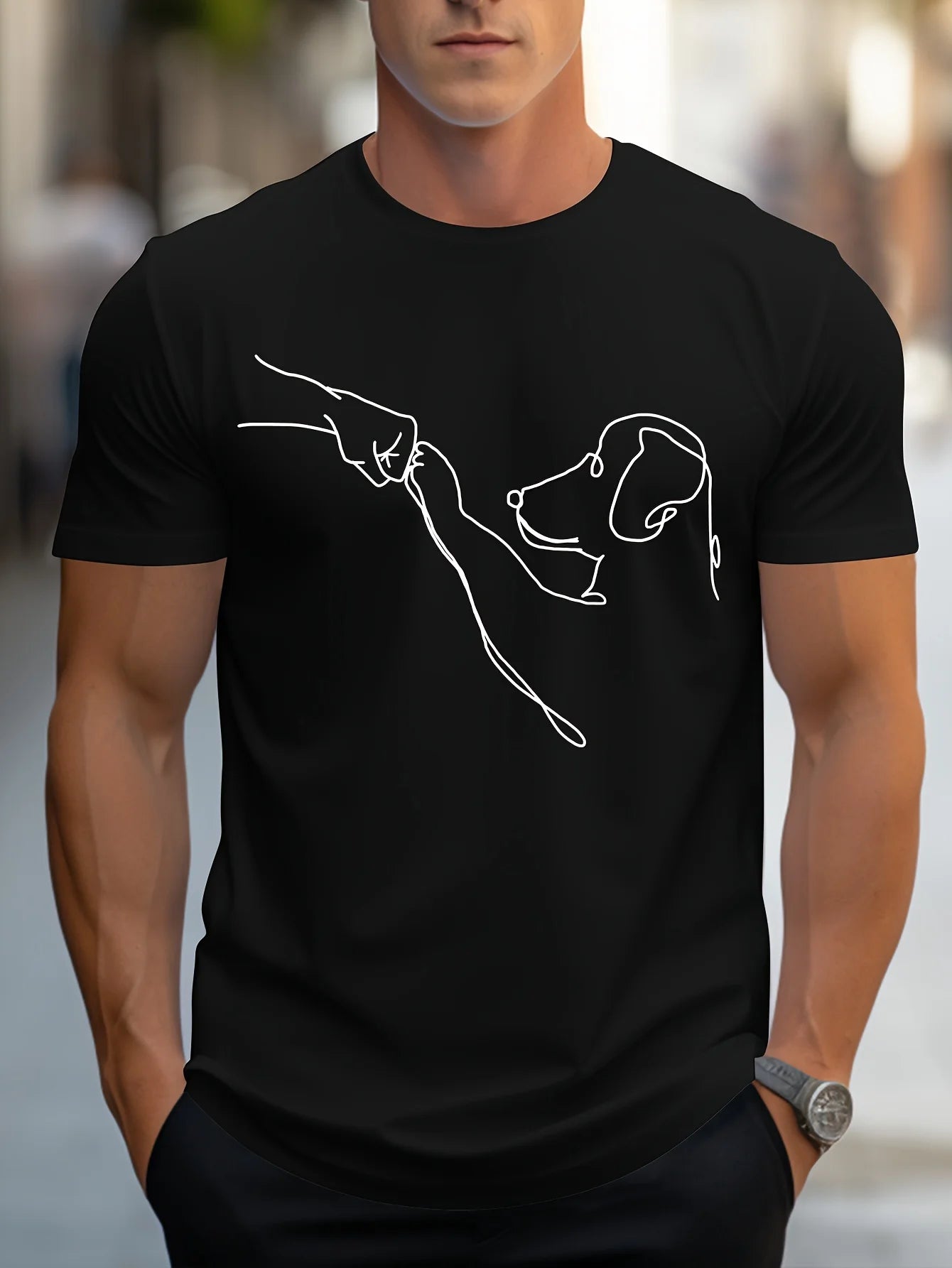 T-Shirt Homme 100% Coton – Imprimé Chien Drôle | Coupe Décontractée & Confortable