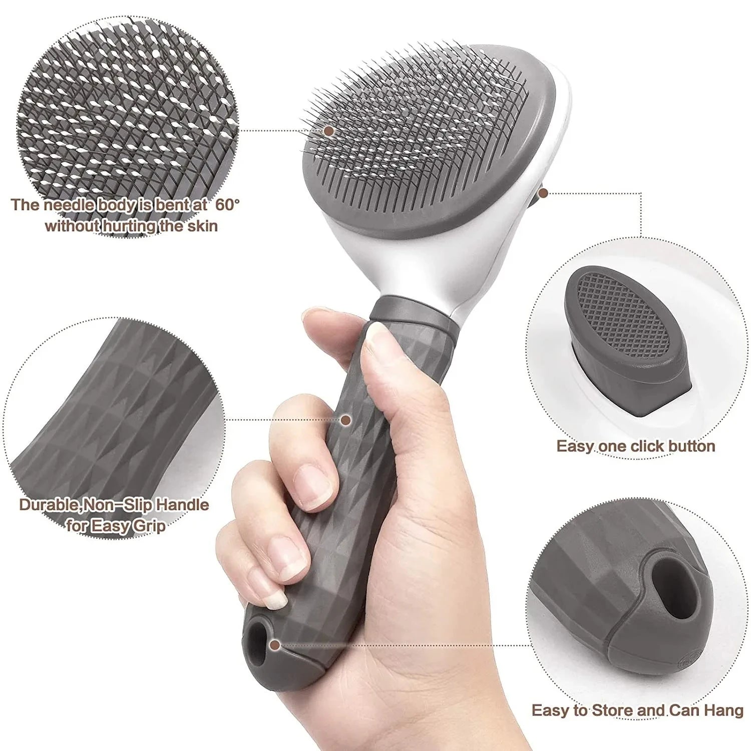Brosse autonettoyante pour chien et chat – Démêlage & massage