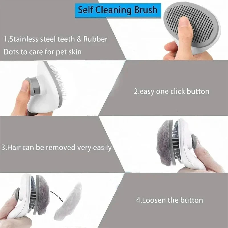 Brosse autonettoyante pour chien et chat – Démêlage & massage
