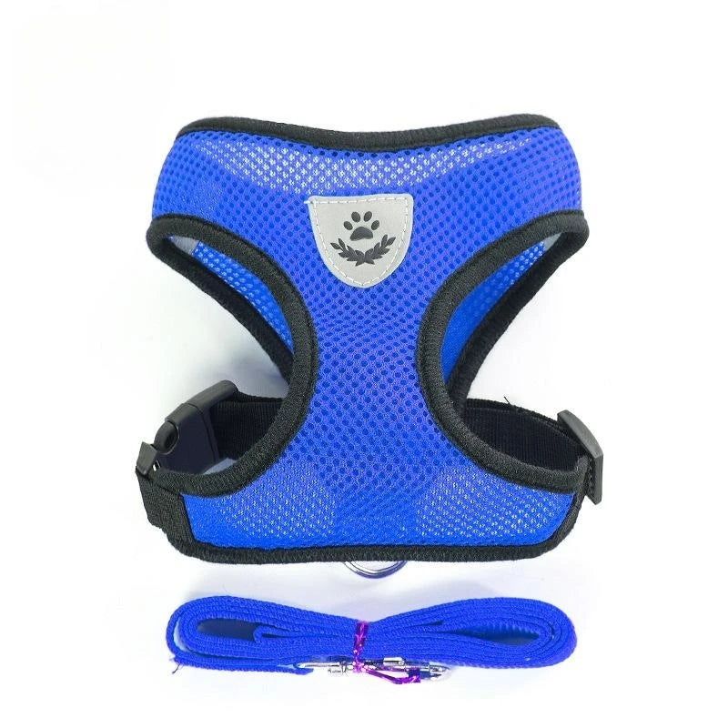 Harnais mesh respirant avec laisse pour chien et chat