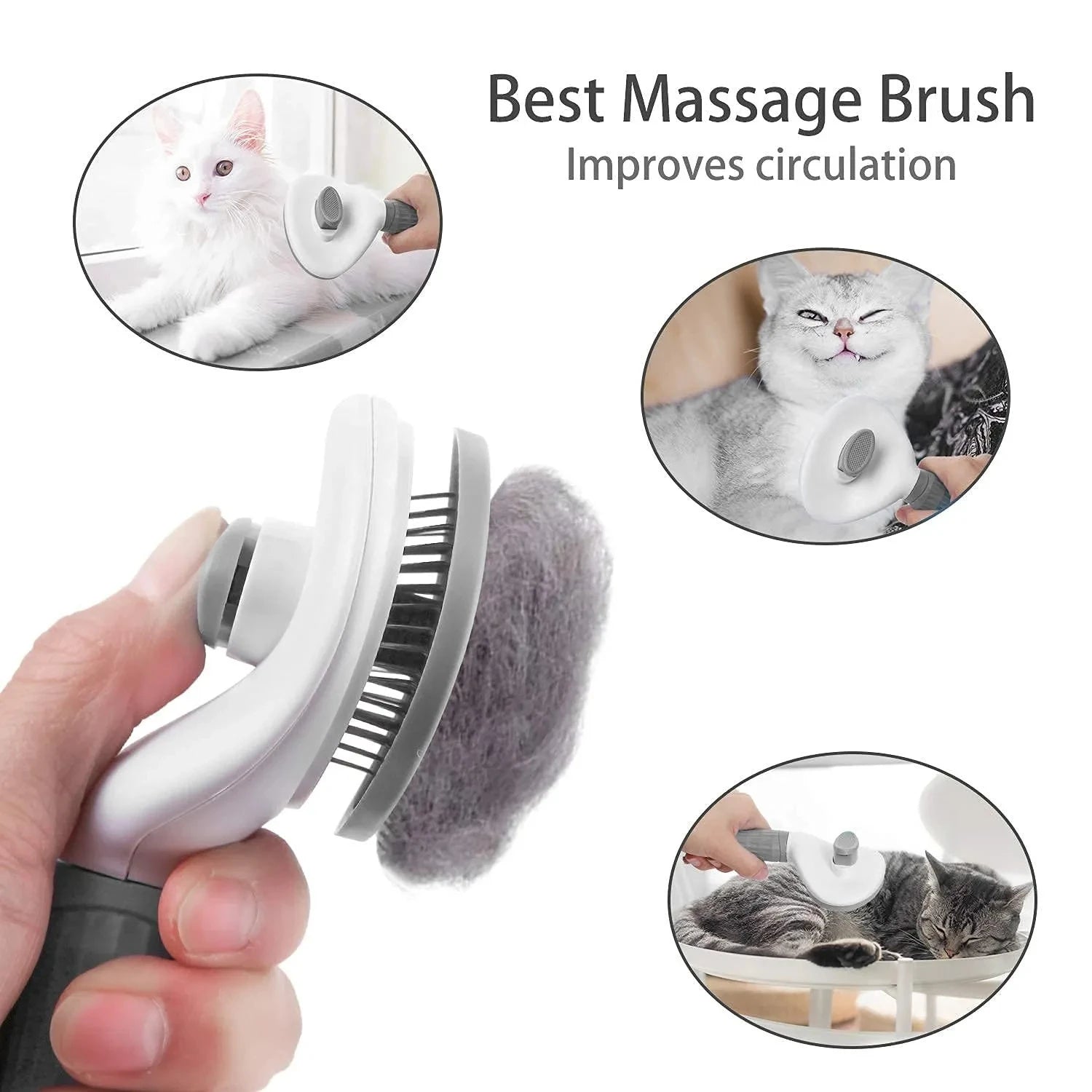 Brosse autonettoyante pour chien et chat – Démêlage & massage
