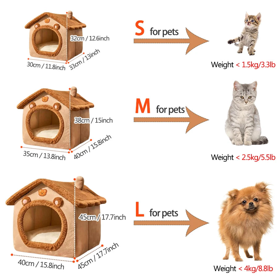 Maison lit pliable lavable pour chat et petit chien