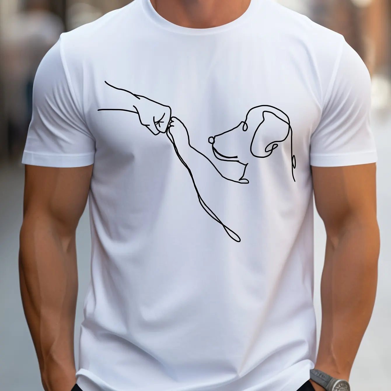 T-Shirt Homme 100% Coton – Imprimé Chien Drôle | Coupe Décontractée & Confortable