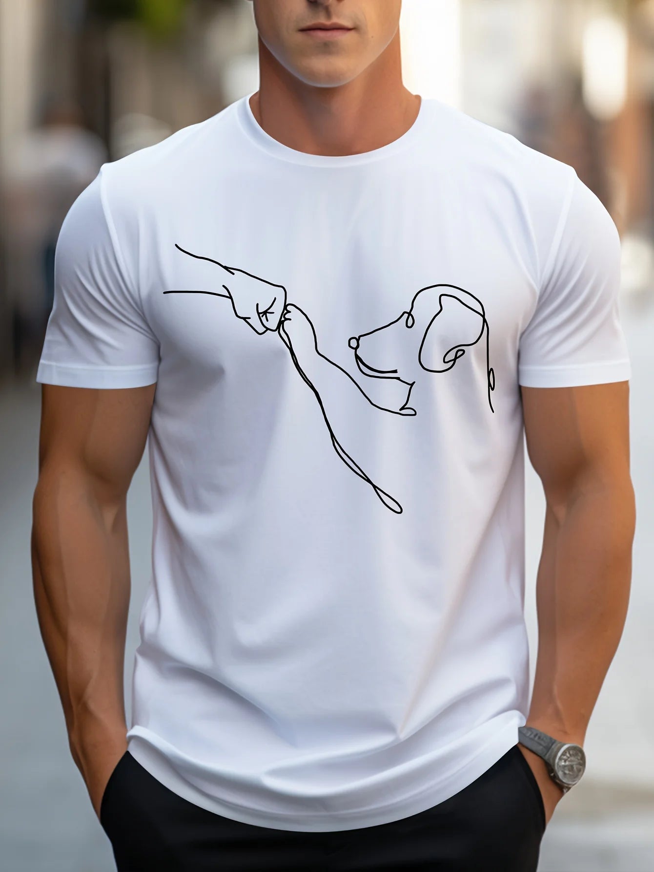 T-Shirt Homme 100% Coton – Imprimé Chien Drôle | Coupe Décontractée & Confortable